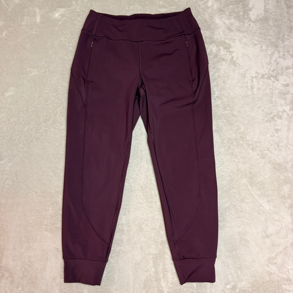 Athleta Rainier Jogger Women M Maroon Fleece Lined Running Hiking Activewear EUC